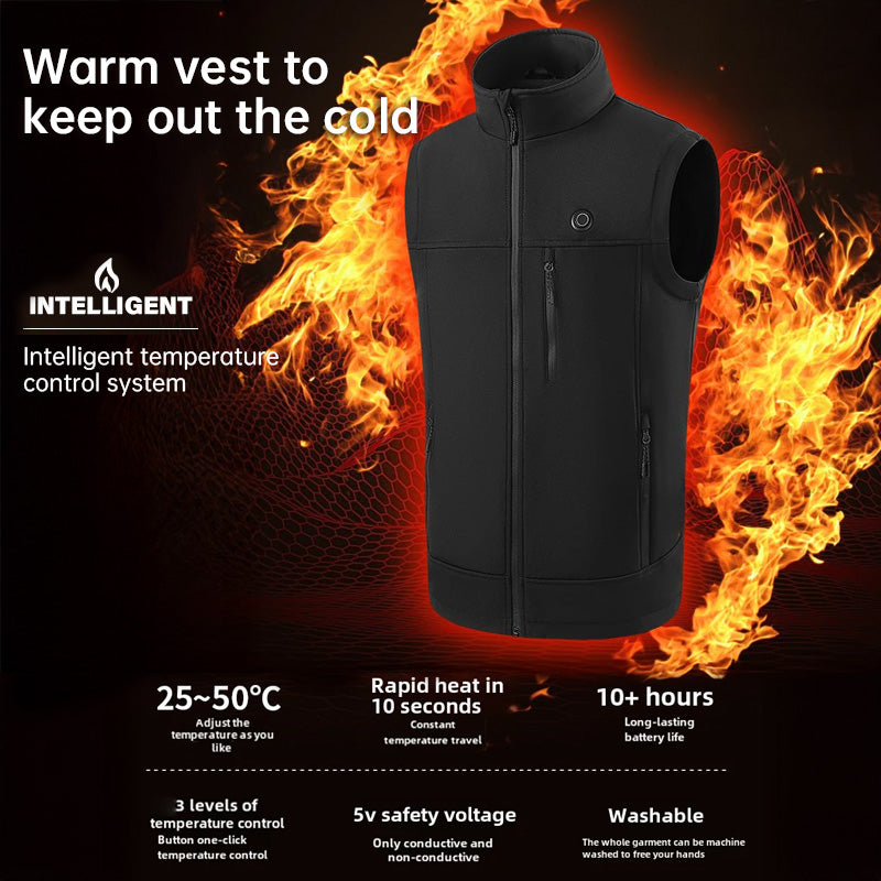 9-Area USB Heated Vest for Men and Women - Washable Heated Jacket for Hiking, Fishing and Skiing