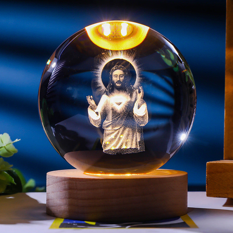 3D Crystal Ball Ornament with LED Touch Base – Micro Landscape Desk Decor Gift (6cm & 8cm)
