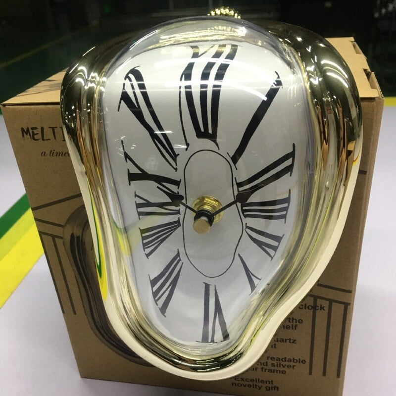 Melting Wall Clock with Roman Numerals – Retro Twisted Corner Time-Warp Design