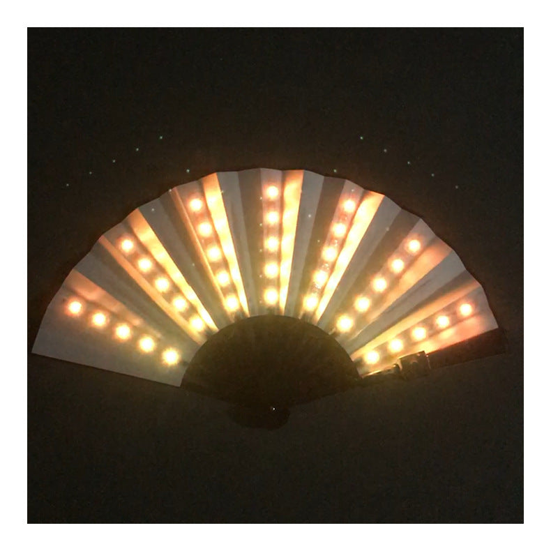 Shop Bar Disco Folding Fan LED Luminous Fan Party Stage Performance Props Fantasy Color Change Fan