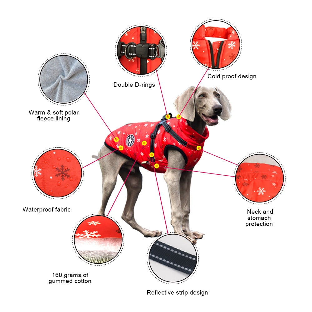 Christmas Large Dog Coat - Thickened Warm Padded Jacket for Big Dogs (3XL-5XL)