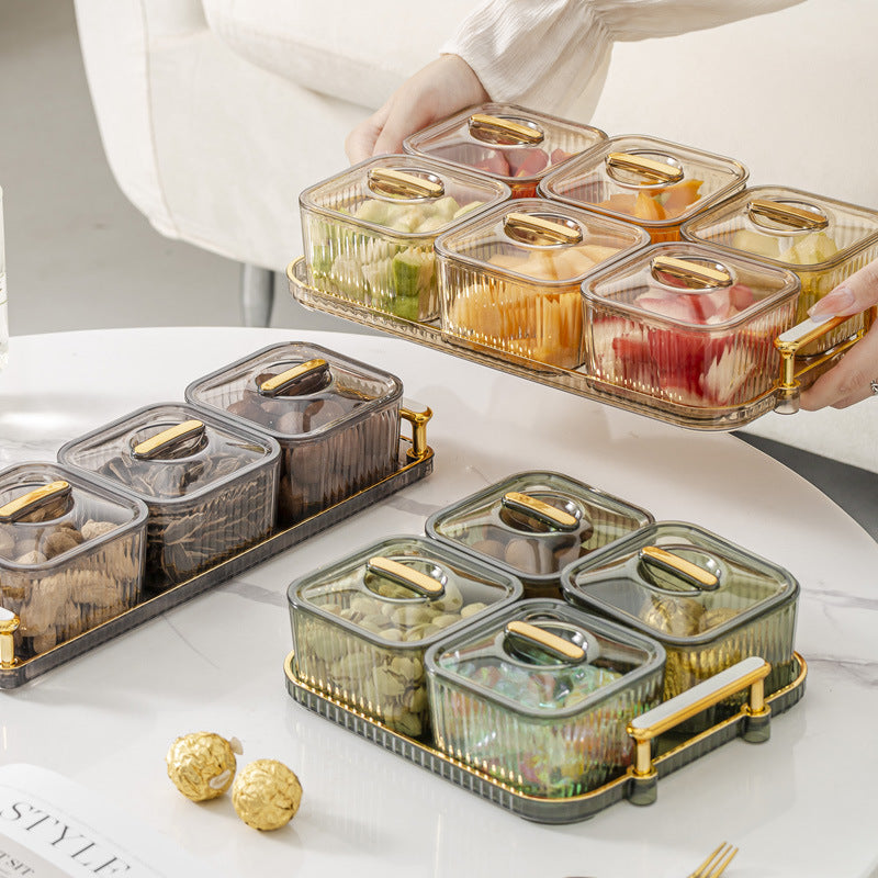 Transparent Serving Tray with Compartments – Fruit, Candy & Nut Storage Dish