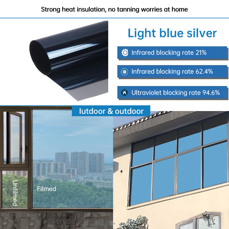 One-Way Window Privacy Film - Static Cling UV Blocking Heat Control Window Tint