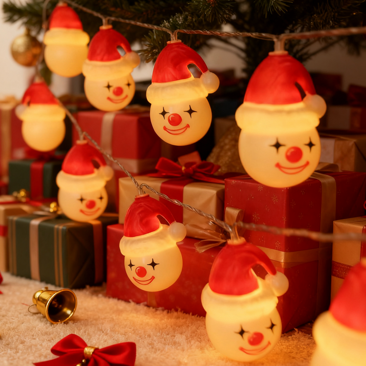 Christmas Joker Snowman LED Light String - Fun Festive Lights (Battery or USB)