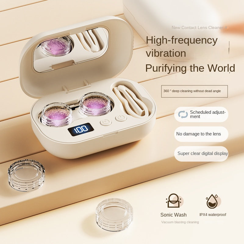 Ultrasonic Contact Lens Cleaner – USB Rechargeable Automatic Cleaning Case