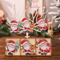 9-Piece Wooden Christmas Tree Pendant Set - Santa, Snowman & Reindeer Triple Panel Ornament