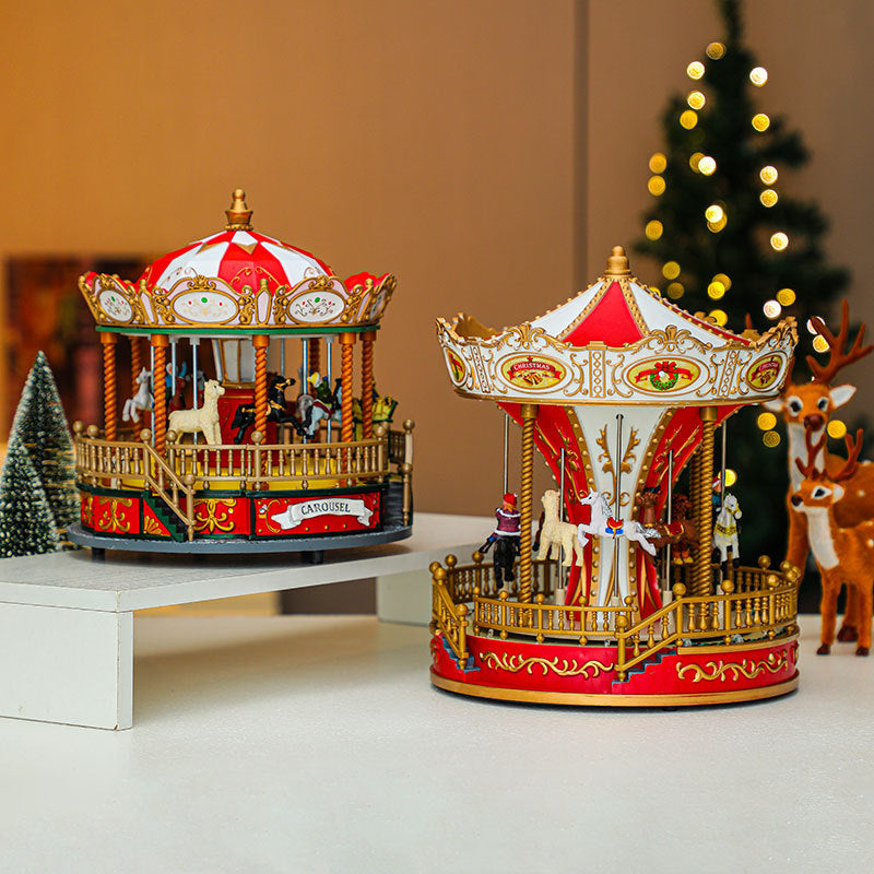 Christmas Carousel Music Box Ornament - Large Luxury Festive Decoration & Gift (27 x 23.5cm)