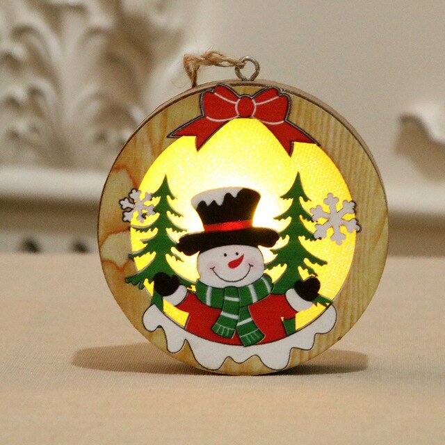 Luminous Wooden Christmas Tree Pendant Ornament - Glow-in-the-Dark Decoration in 6 Colours (11cm)