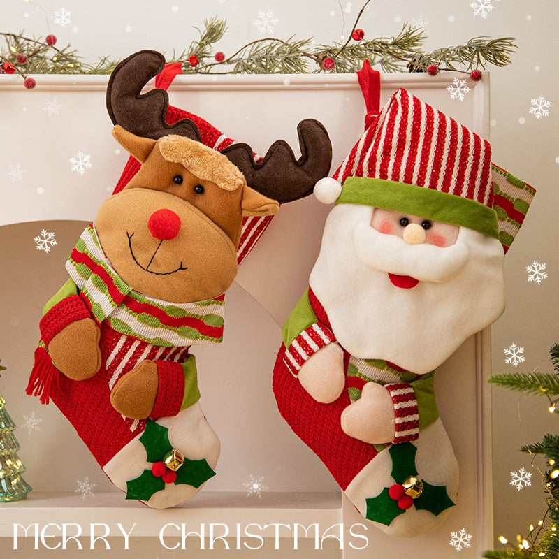 Christmas Stocking Hanging Decoration - Festive Tree & Mantelpiece Ornament in 8 Designs