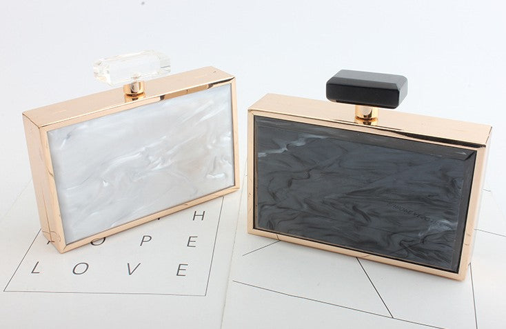 Acrylic Perfume Bottle Clutch – Novelty Evening Bag with Chain Strap