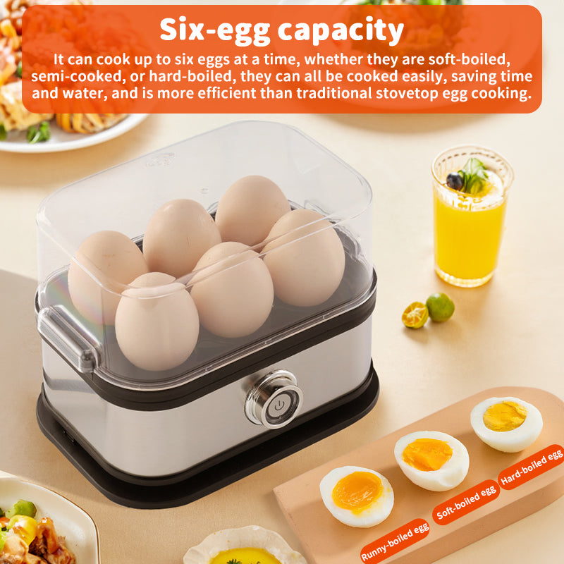 Smart Egg Cooker | 6-Egg Stainless Steel Rapid Boiler with Auto Shut-Off