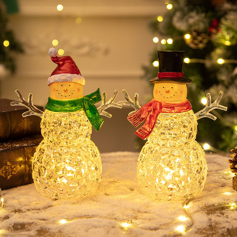 Glowing Acrylic Snowman Night Light - LED Desktop Ornament & Christmas Gift in 2 Colours (17x23.5cm)