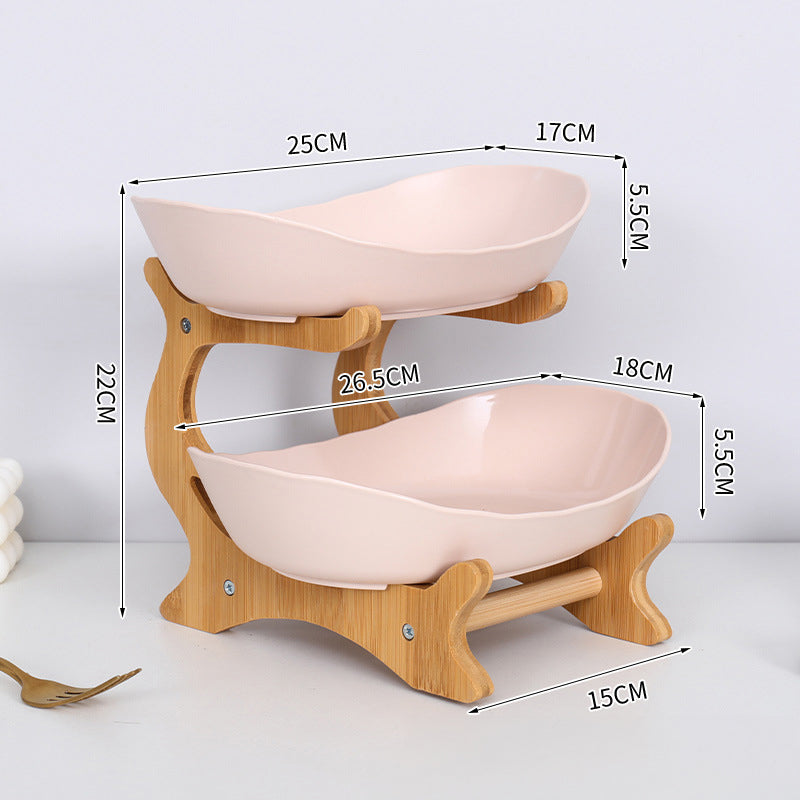 2-Tier Bamboo Fruit Stand - Space-Saving Kitchen Countertop Organiser with Ventilation