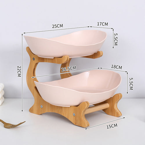 2-Tier Bamboo Fruit Stand - Space-Saving Kitchen Countertop Organiser with Ventilation