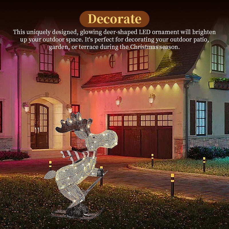 LED Skiing Reindeer Christmas Ornament - Light-Up Garden & Tree Decoration (35x25cm)