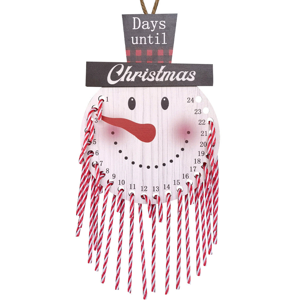Wooden Christmas Advent Calendar Countdown Pendant - Santa, Snowman, Elf & Flag Designs