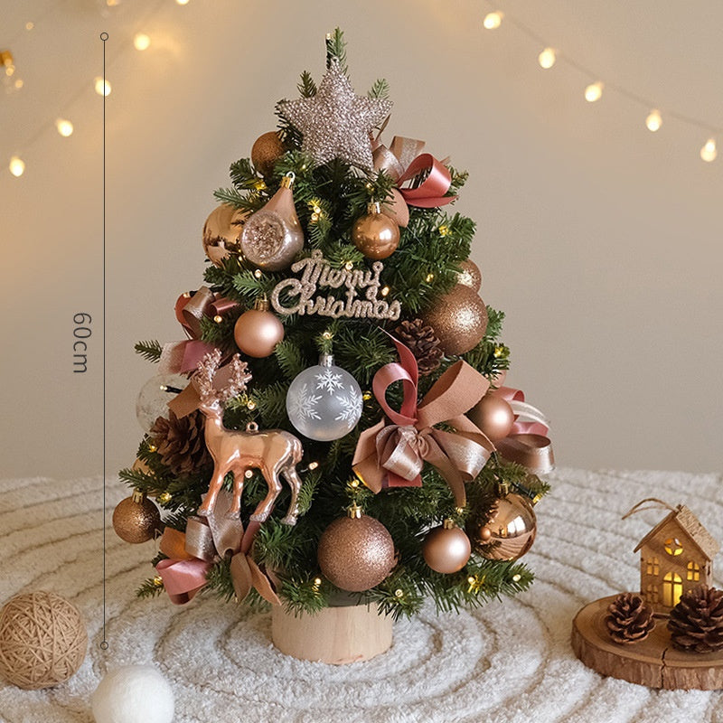 Reindeer Mini Christmas Tree Desk Set - Luxury Holiday Scene Decoration in 7 Colours (45cm & 60cm)