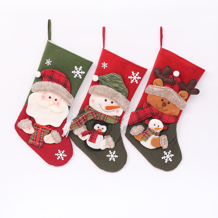 Large Christmas Stocking Gift Bag - Festive Candy & Present Bag in 3 Designs (30x50cm)