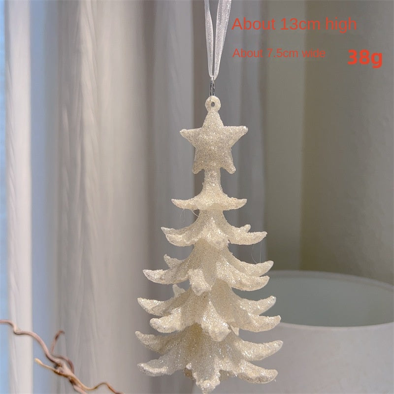 Nordic Silver Powder Christmas Hanging Ornament - Glitter Tree & Window Decoration in 10 Designs