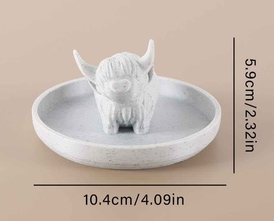 Scottish Highland Cow Jewellery Tray – Cute Trinket Dish for Rings & Accessories