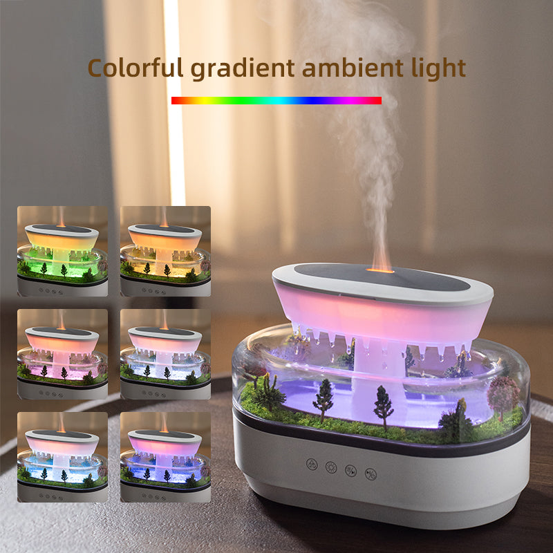 Smart Cool Mist Humidifier & Aroma Diffuser - Raindrop Design with White Noise, UK/EU/US/AU Plug (White)