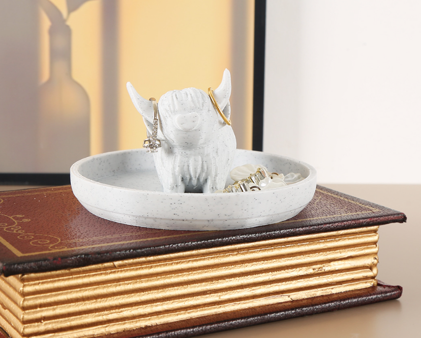 Scottish Highland Cow Jewellery Tray – Cute Trinket Dish for Rings & Accessories
