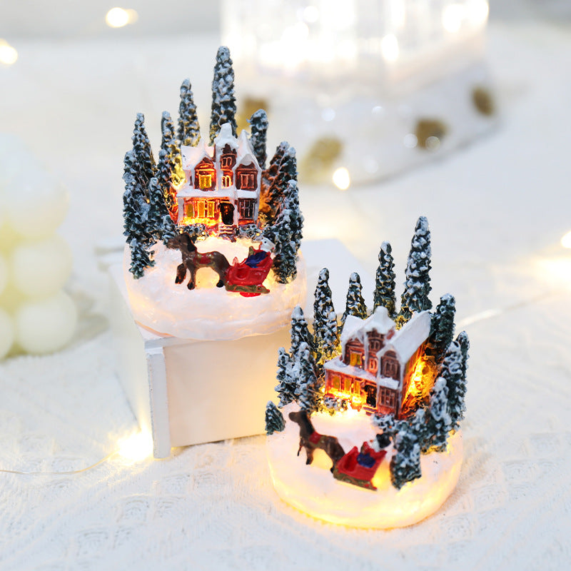 Luminous Resin Christmas House Decoration - Glowing Micro Landscape Village Scene Gift