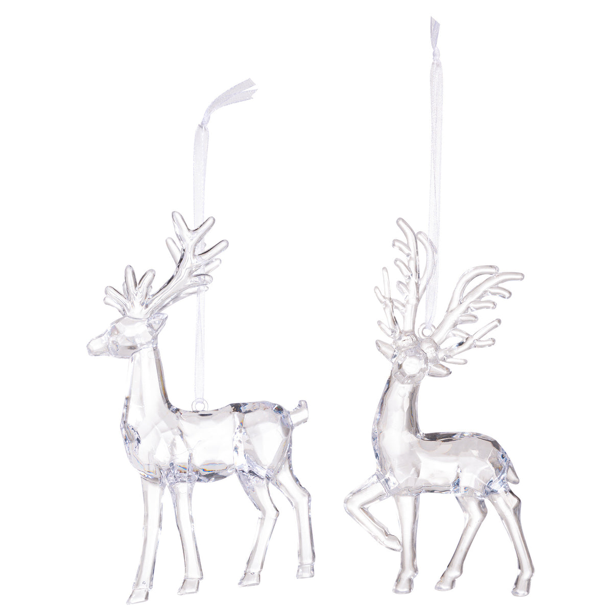 Transparent Acrylic Reindeer Christmas Tree Pendant - Elegant Hanging Ornament in 2 Designs
