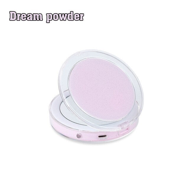 LED Lighted Foldable Compact Makeup Mirror - USB Rechargeable Vanity Mirror with 11 LEDs and 3x Magnification