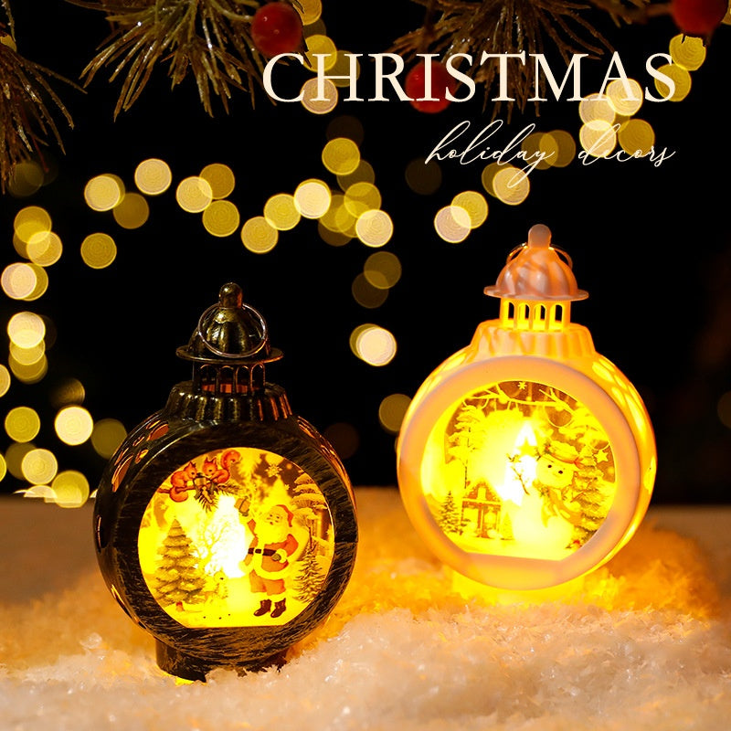 Christmas Decorative Candle Lanterns, Santa Claus Snowman Retro Window Light Display OrnamentChristmas Gift