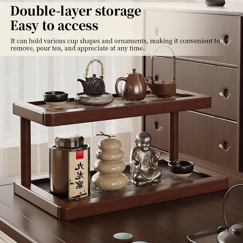 2-Tier Bamboo Spice and Cosmetic Organiser with Acrylic Base - Countertop Storage for Small Spaces