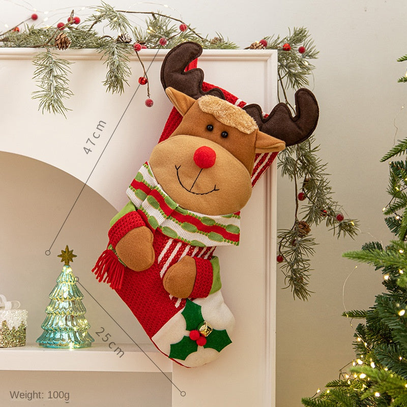 Christmas Stocking Hanging Decoration - Festive Tree & Mantelpiece Ornament in 8 Designs