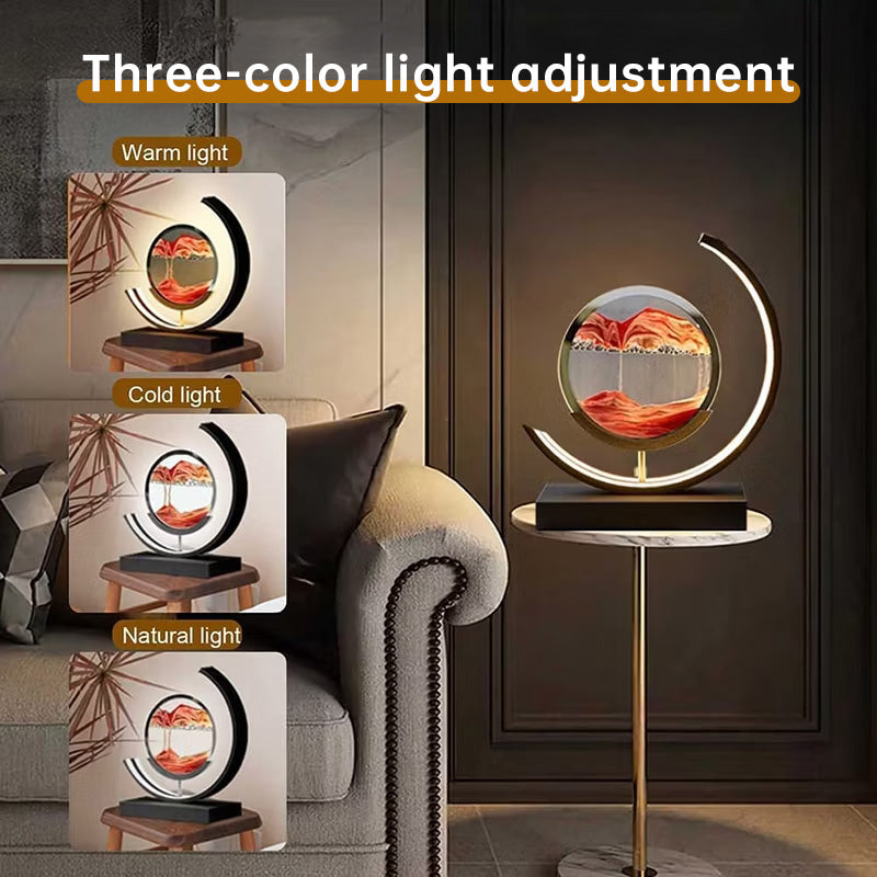 LED Flowing Sand Painting Lamp - Night Light for Home, Bedroom Decor and Gift