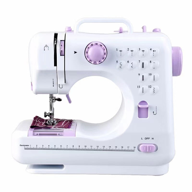 Portable Electric Sewing Machine for Home Use - Adjustable Speed, Backstitch and 12 Stitches for Beginners