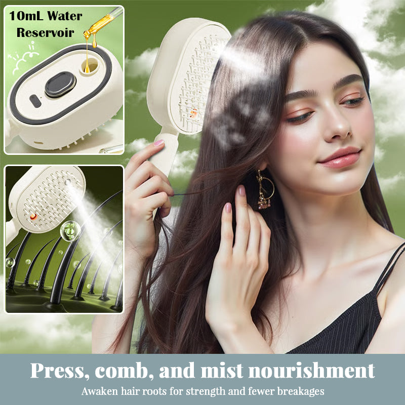 Ionic Steam Hair Brush - Electric Mist Straightening Comb for Smooth, Shiny Hair