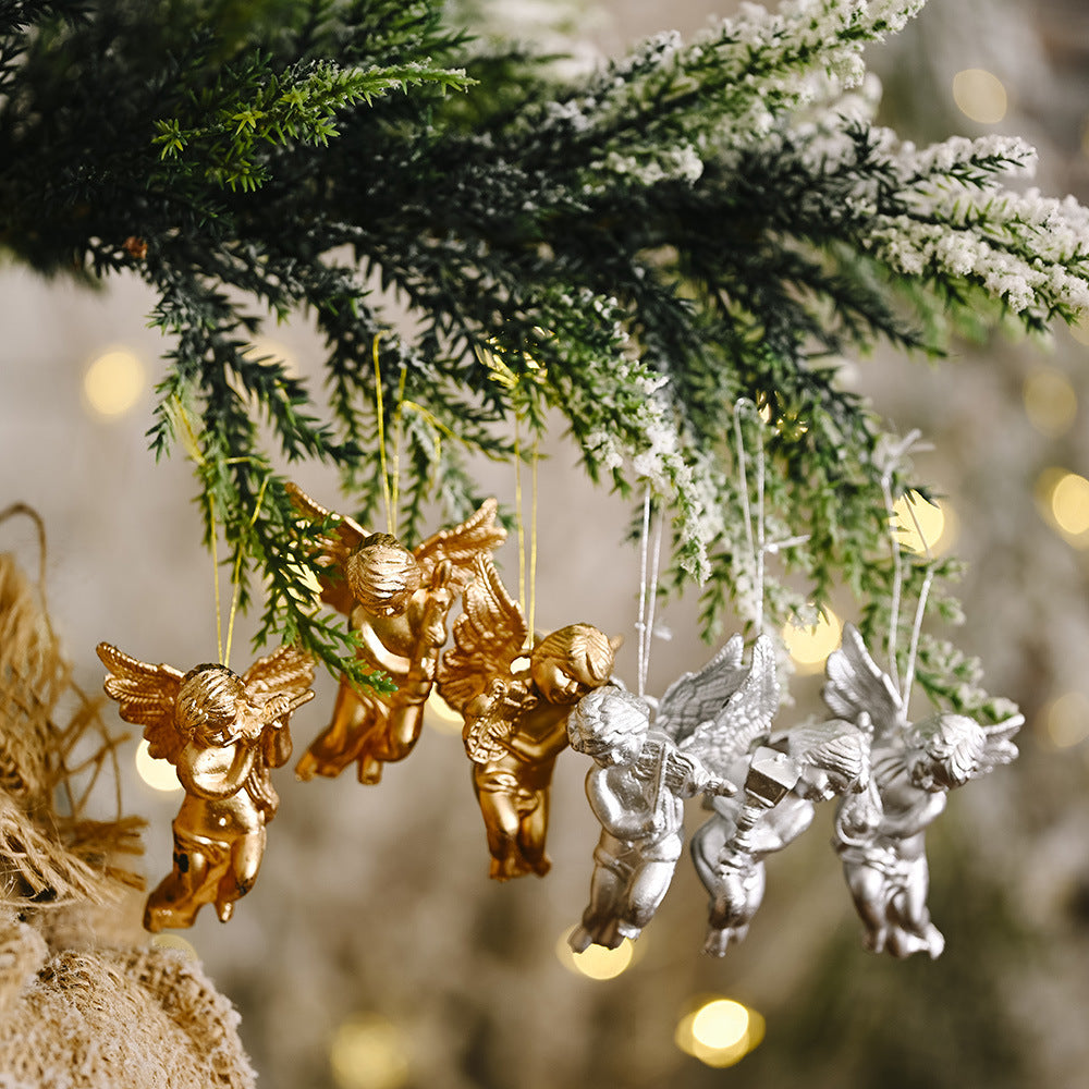 Christmas Decorations Gold and Silver Angel Ornaments Creative New Style Little Angel Doll Hanging Decoration Tree Ornament