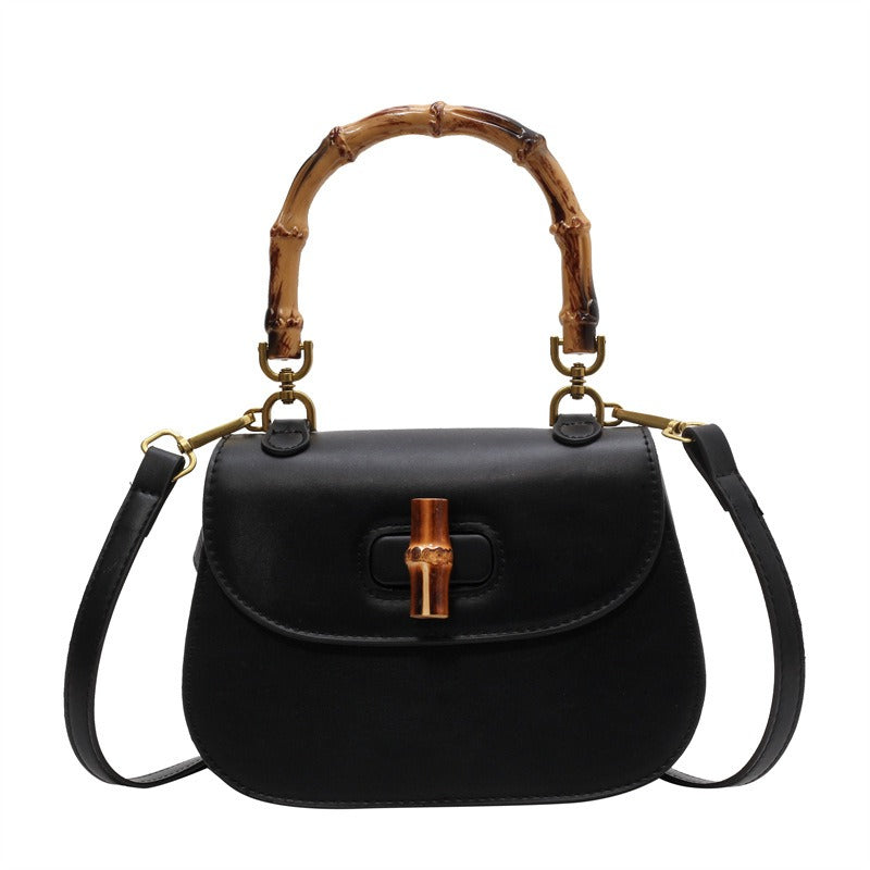 Bamboo Handle Saddle Bag – Retro Handheld & Shoulder Bag for Women