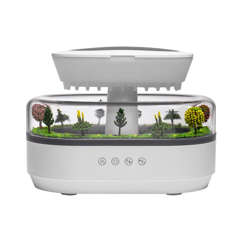 Smart Cool Mist Humidifier & Aroma Diffuser - Raindrop Design with White Noise, UK/EU/US/AU Plug (White)