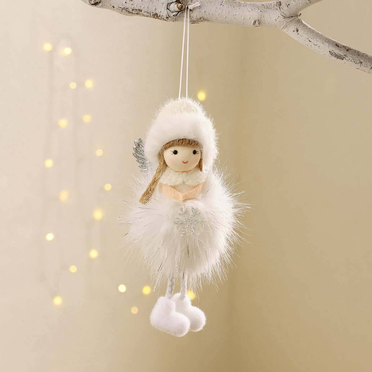 Christmas Angel Plush Hat Girl Doll Tree Ornament Holiday Decoration Party Decor