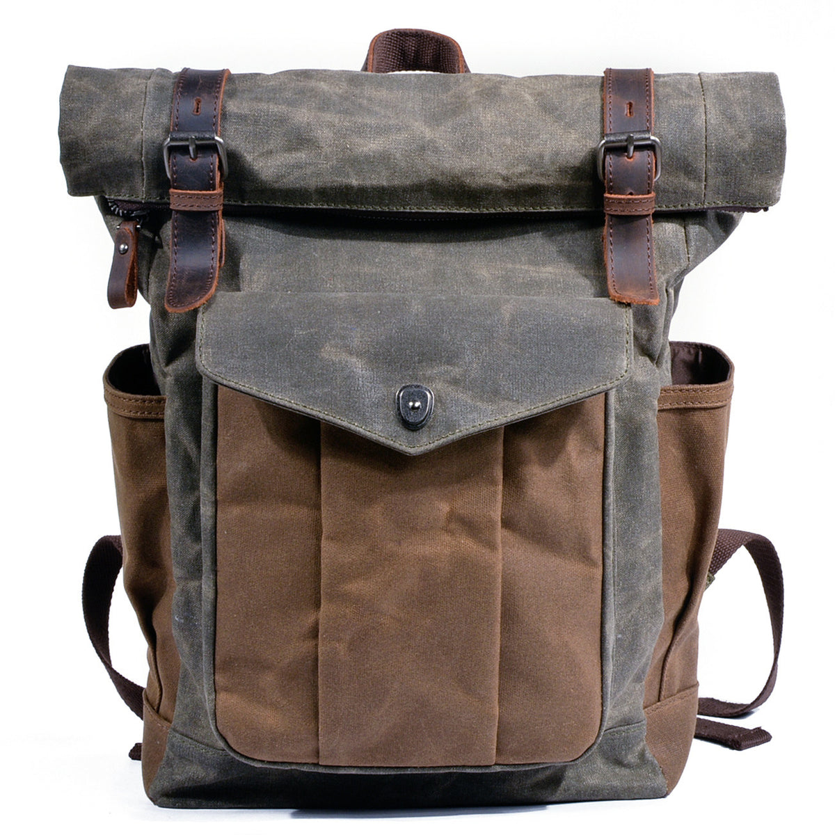 Men's Wax Canvas Backpack – Large Capacity Waterproof Hiking & Travel Bag