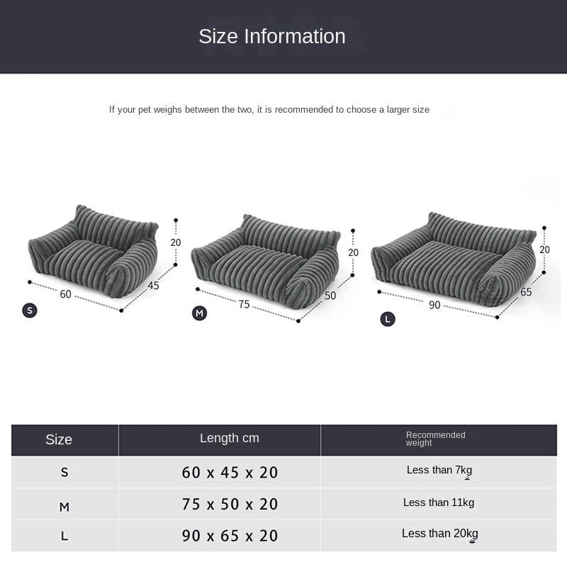 Pet Sofa Dog Bed with Washable Cover – Plush All-Season Dog & Cat Mattress