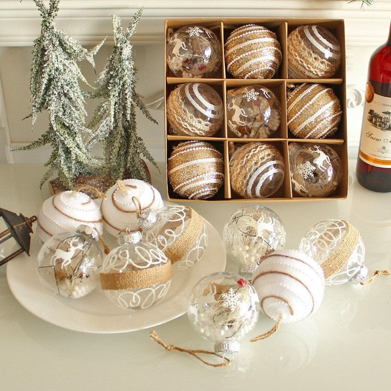 Christmas Ball Set for Home Decoration, Painted Ornaments for Christmas Tree, Burlap Hanging Balls Decor