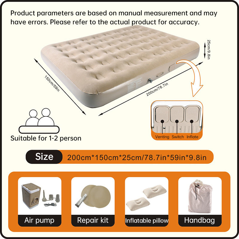 One-Touch Self-Inflating Air Mattress with Built-in Pump - Portable Camping & Travel Air Bed (Single, Double & Triple)