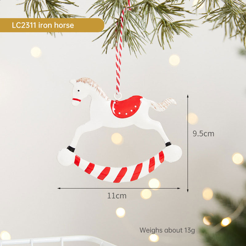 Painted Wrought Iron Christmas Tree Hanging Ornament - Santa, Snowman & Festive Designs