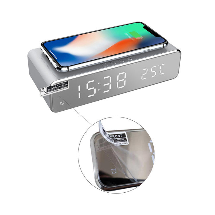 Smart LED Alarm Clock with Wireless Charging & Temperature Display - Bedside Digital Clock