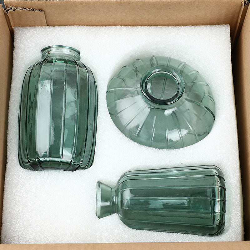 Vintage Glass Vase Set of 3 - Clear Small Hydroponic Flower Vases for Living Room, Home Decor and Centrepieces