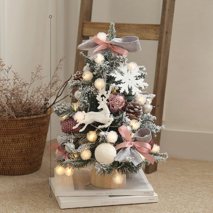 Reindeer Mini Christmas Tree Desk Set - Luxury Holiday Scene Decoration in 7 Colours (45cm & 60cm)