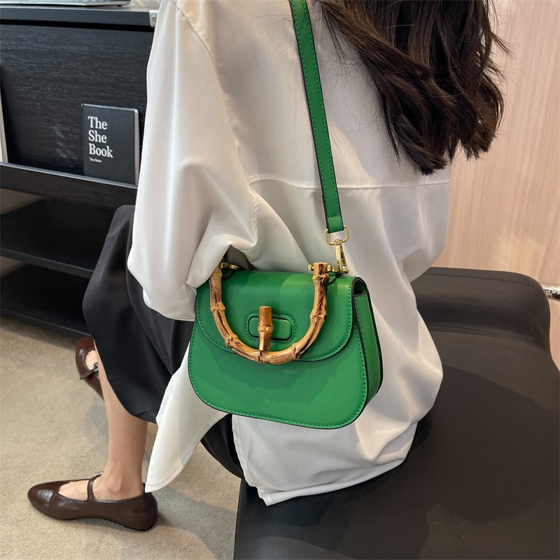Bamboo Handle Saddle Bag – Retro Handheld & Shoulder Bag for Women