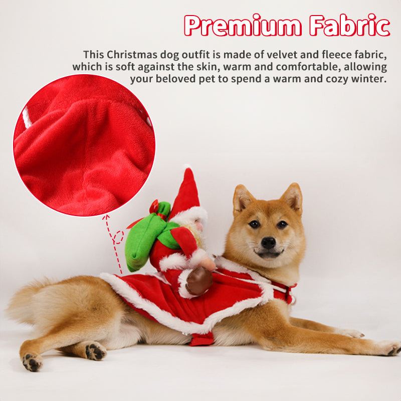 Santa Riding Dog Christmas Costume - Funny Festive Pet Outfit for Small & Large Dogs (S-XL)