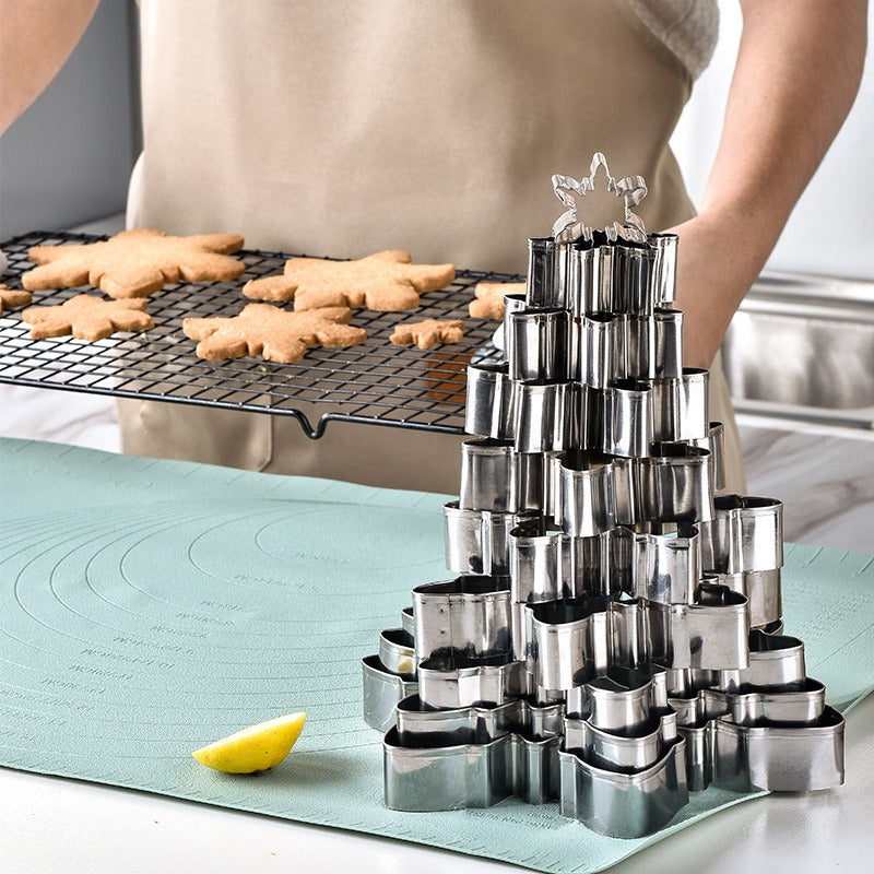 Christmas Snowflake Stainless Steel Cookie Cutter Set - 10 Piece 3D Biscuit Moulds